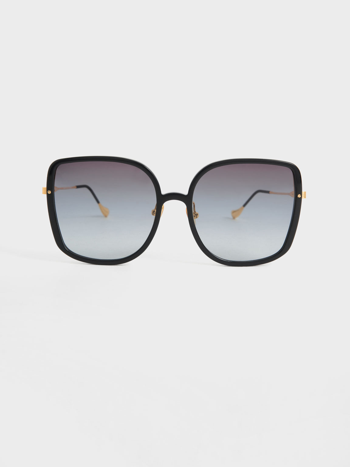 Recycled Acetate Oversized Square Sunglasses, Black, hi-res