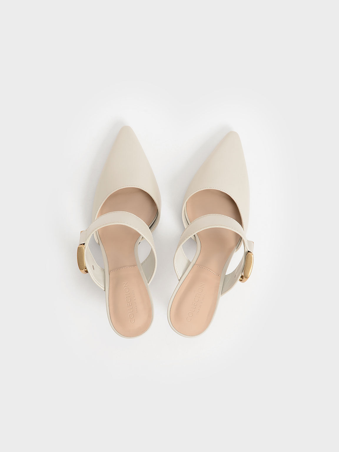 Gabine Buckled Leather Mule Pumps, Chalk, hi-res