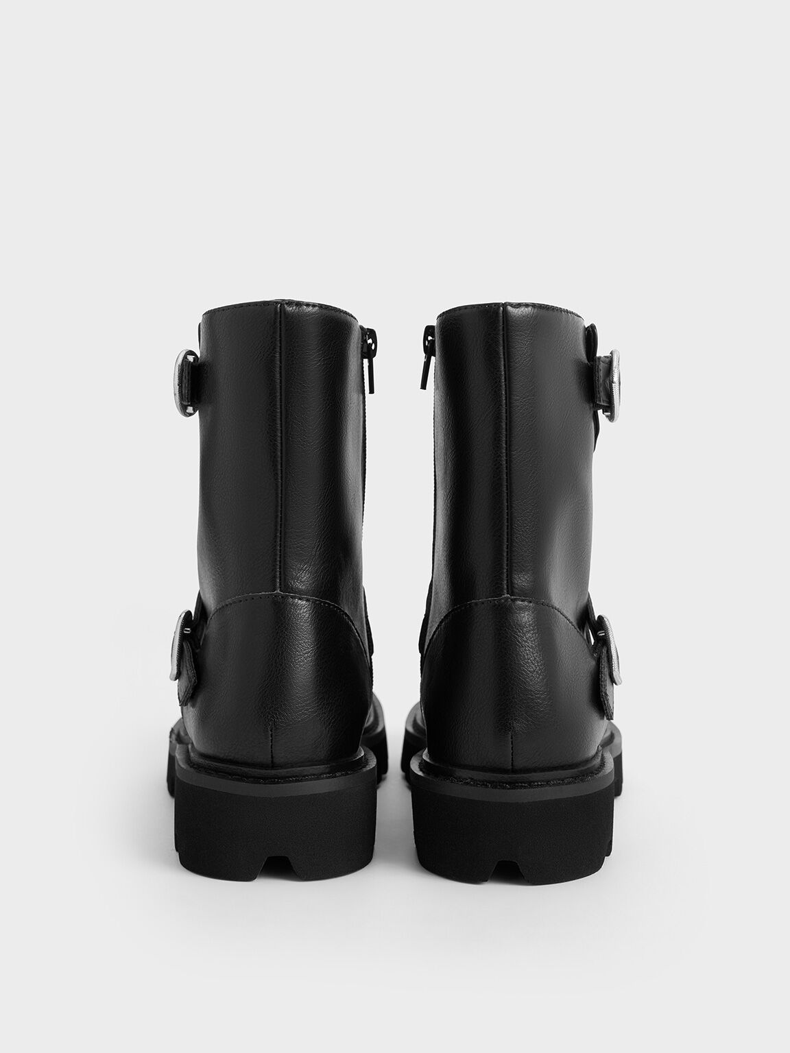 Black Girls Heart Buckle Ankle Boots CHARLES KEITH US