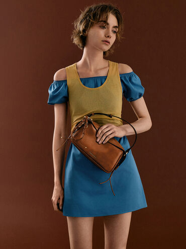 Mini Haylen Braided-Charm Shoulder Bag, Distressed Tan, hi-res