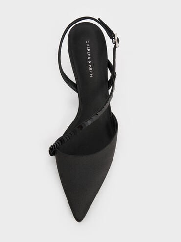 Briella Sequinned Slingback Pumps, Black Textured, hi-res