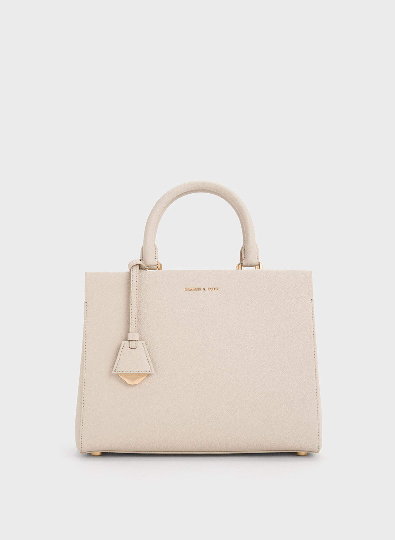 Ivory Mirabelle Structured Top Handle Bag - CHARLES & KEITH International
