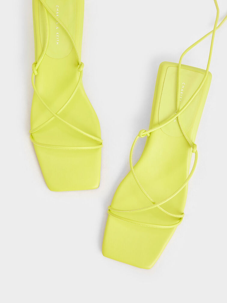 Tie-Around Strappy Sandals, Yellow, hi-res