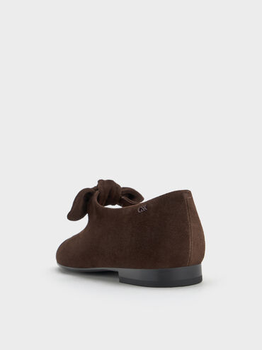 스웨이드 & 레더 메리 제인 슈즈, 다크 브라운 텍스처드, hi-res