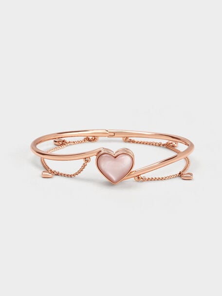 Annalise Heart Stone Chain-Link Bracelet, Rose Gold, hi-res