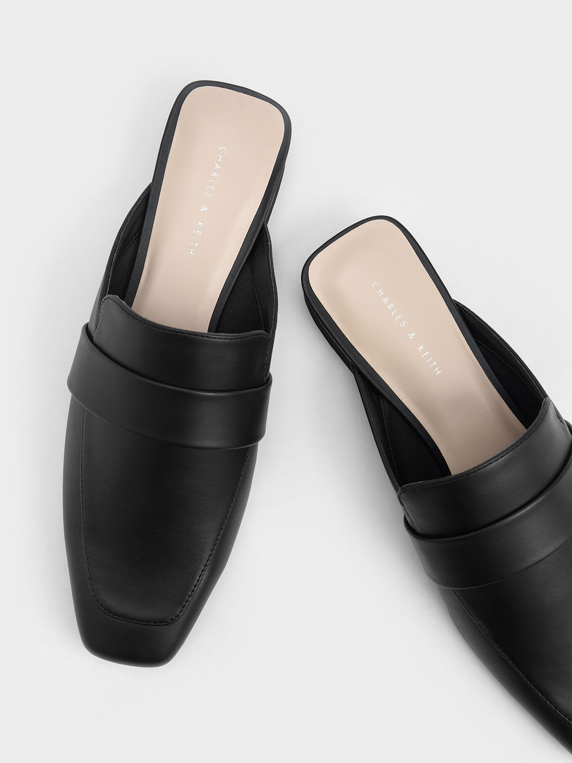 Penny Loafer Mules, Black, hi-res