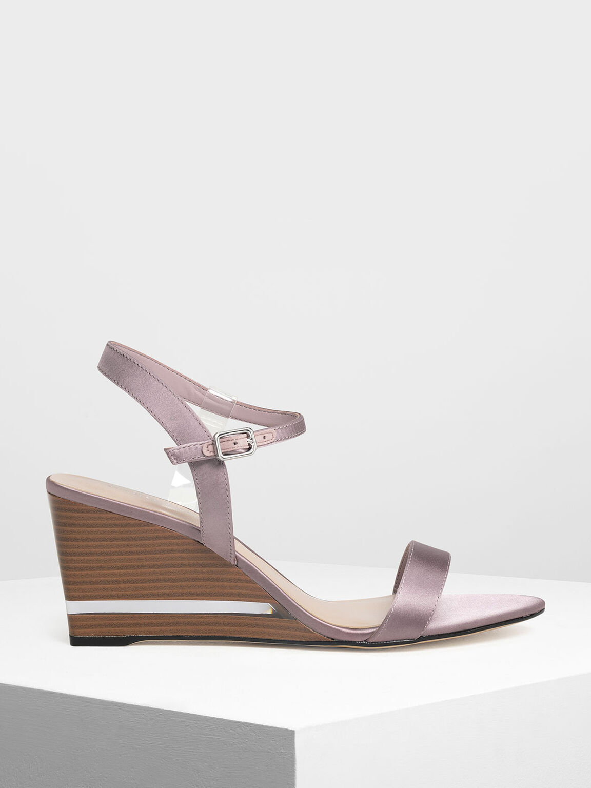 Nude Clear Strap Wooden Wedges Charles Keith Us