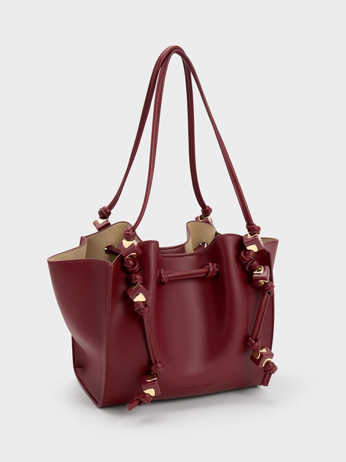 Cube Trapeze Tote Bag, Burgundy, hi-res