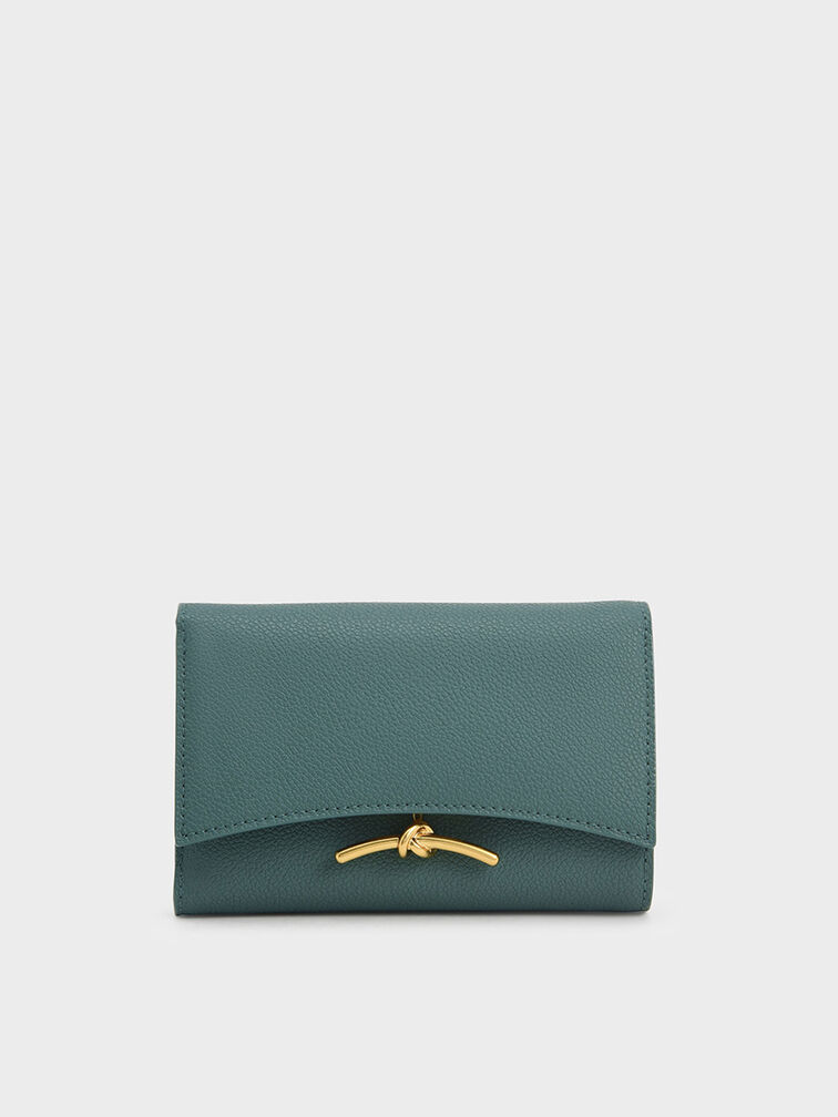 Huxley Metallic-Accent Front Flap Wallet, Teal, hi-res