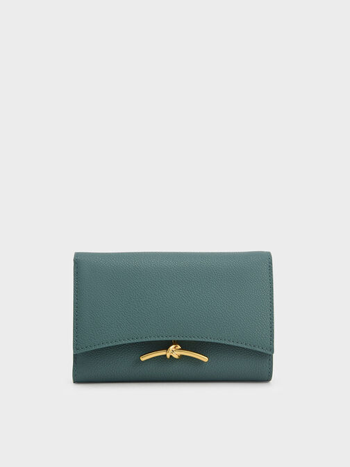 Huxley Metallic-Accent Front Flap Wallet, Teal, hi-res