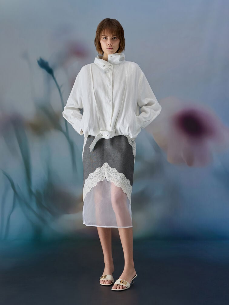 Aelin 金釦細跟拖鞋, 白色, hi-res