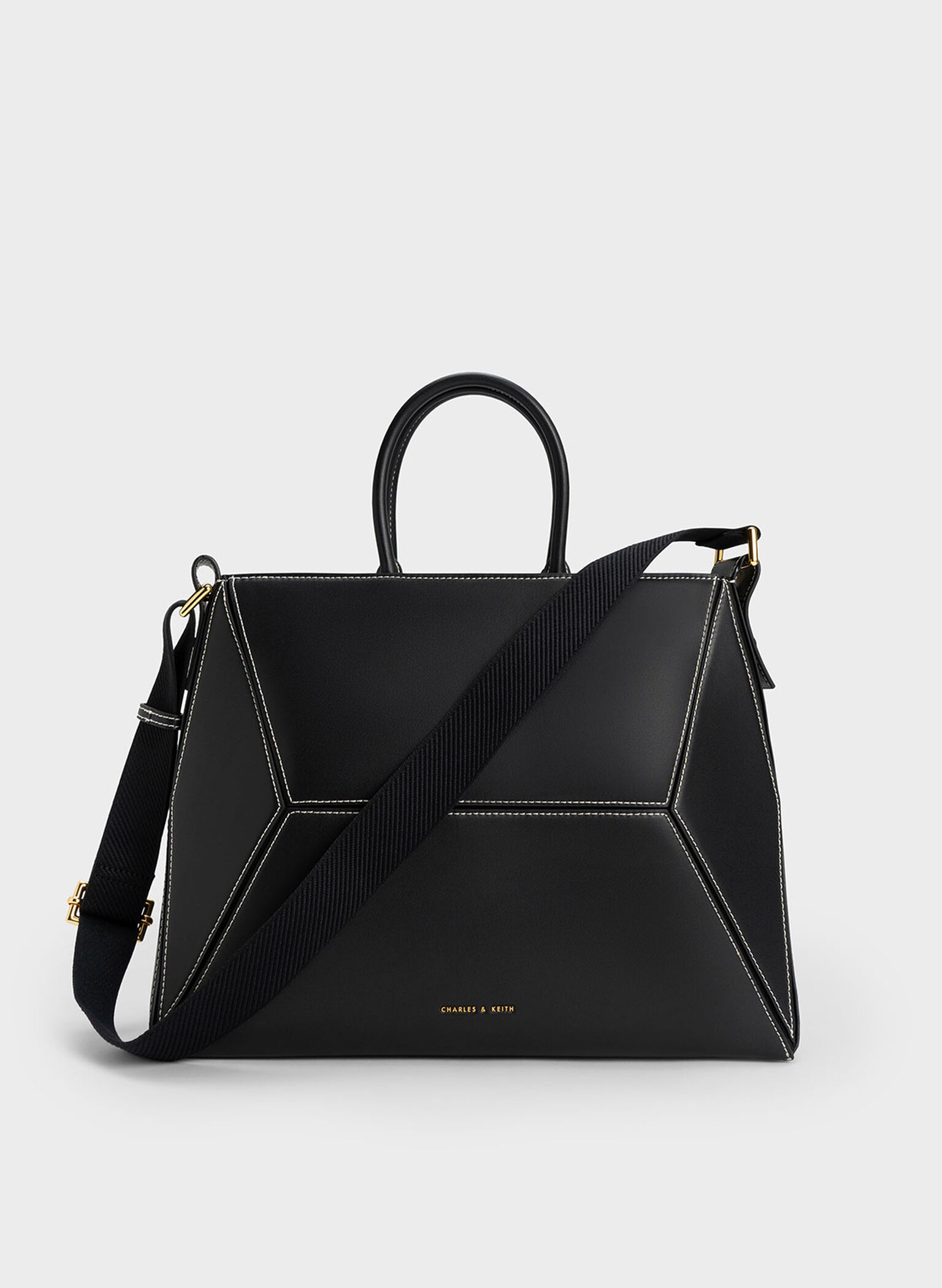 Bolso tote geométrico Nasrin, Negro, hi-res