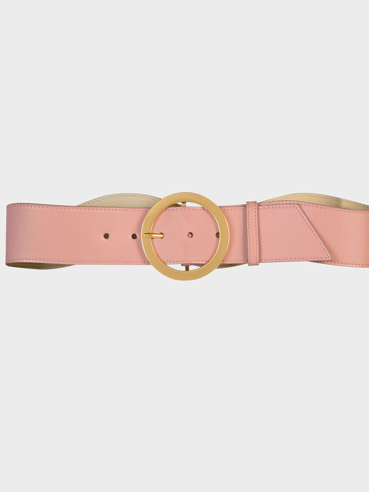 超大圓扣造型腰帶, 嫩粉色, hi-res