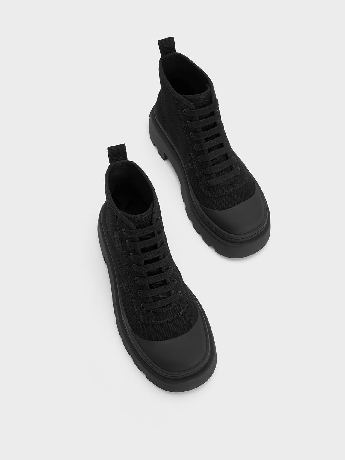 Black Canvas High-Top Sneakers - CHARLES & KEITH MX