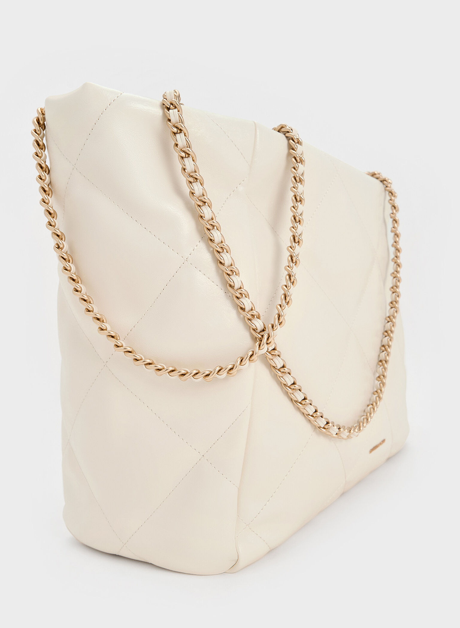 Apfra Quilted Chain-Handle Tote Bag, Cream, hi-res