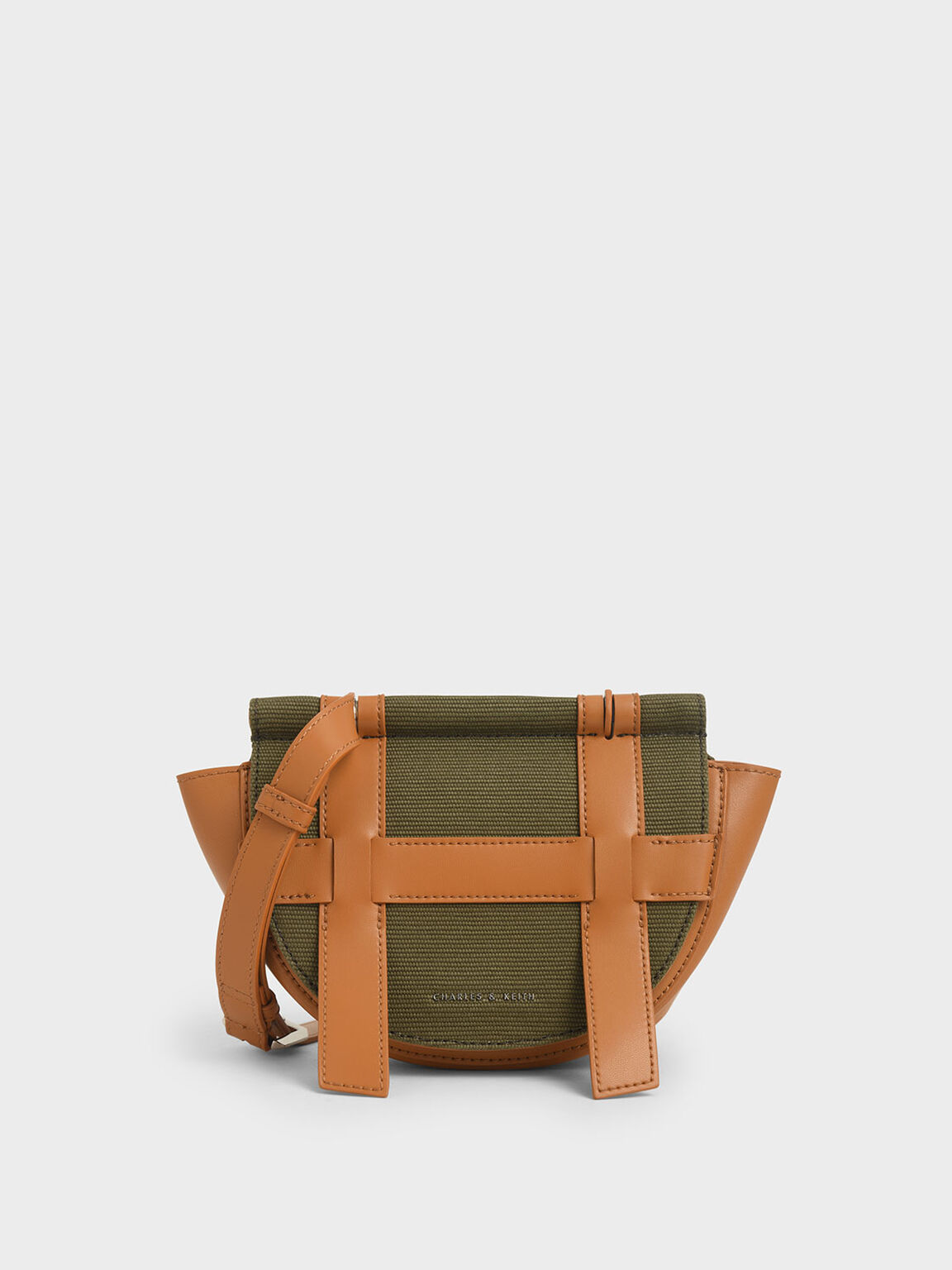 Small Caged Canvas Crossbody Bag, Olive, hi-res