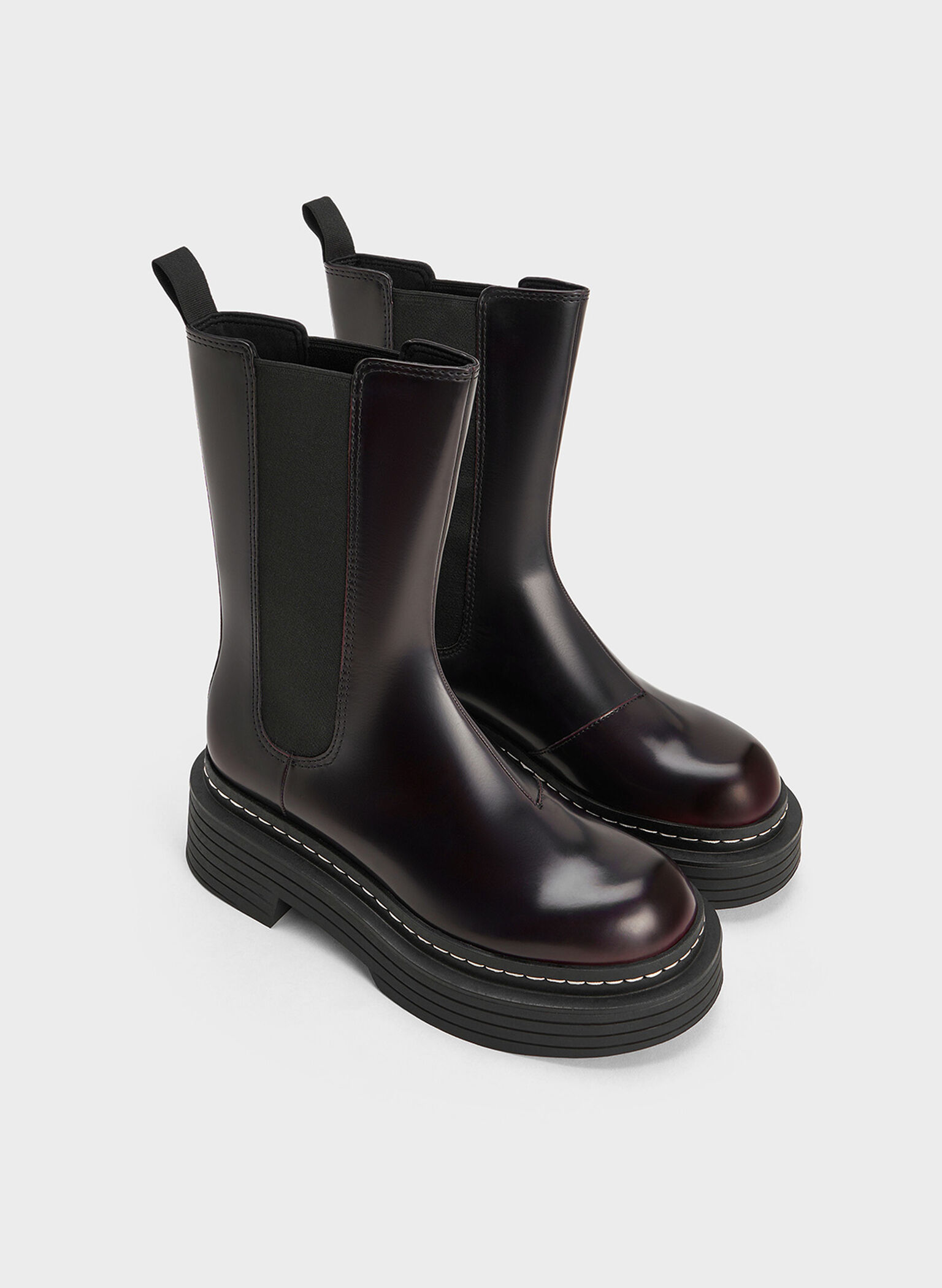 Botas de media caña Chelsea con plataforma, Burgundy, hi-res