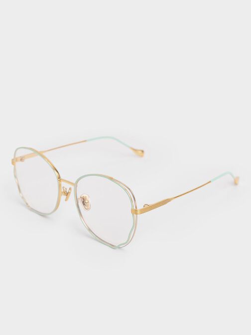 Cut-Out Frame Blue-Light Butterfly Sunglasses, Green, hi-res