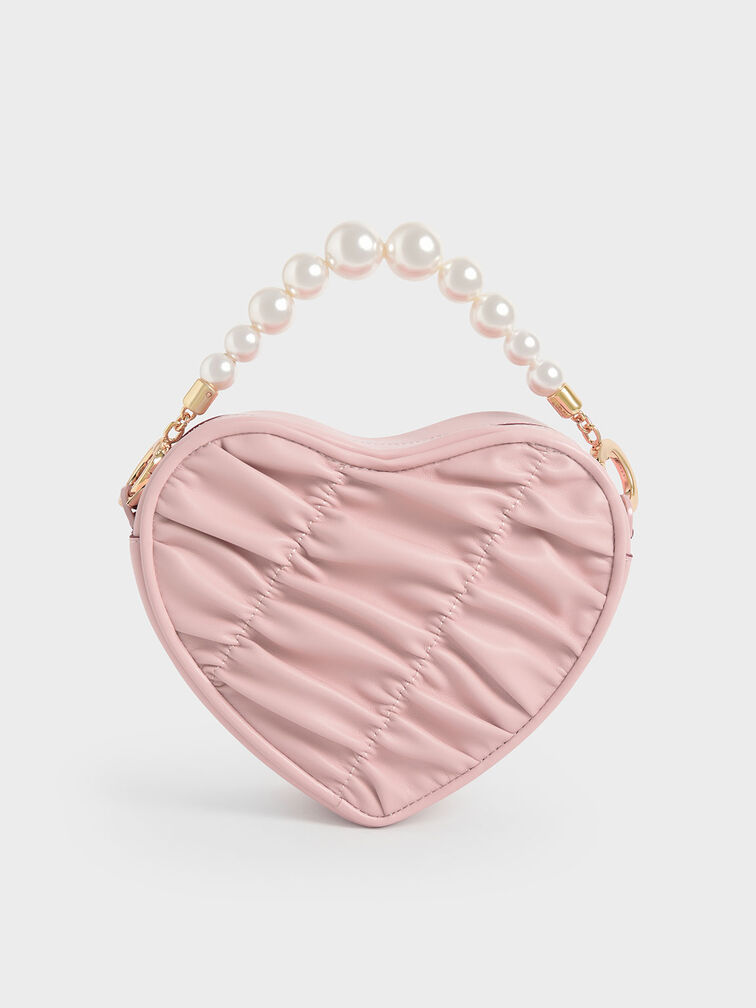 Pink Beaded Handle Hobo Bag - CHARLES & KEITH US