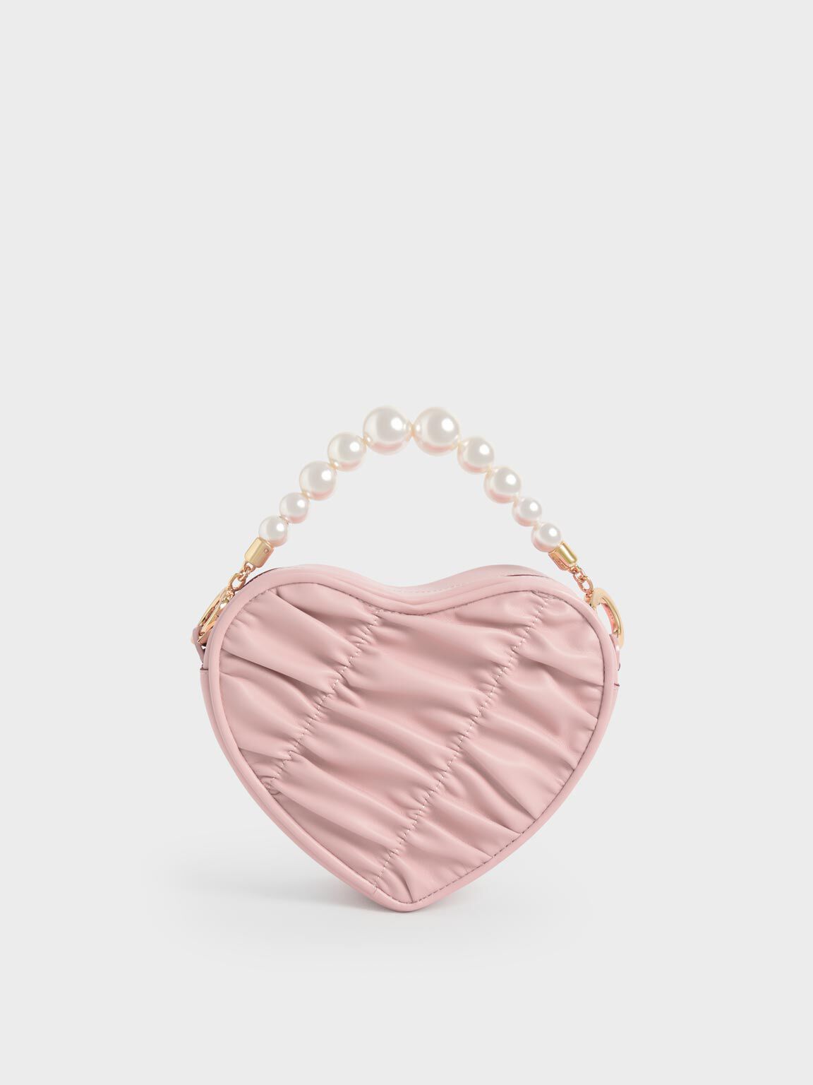 串珠愛心手提包, 粉紅色, hi-res
