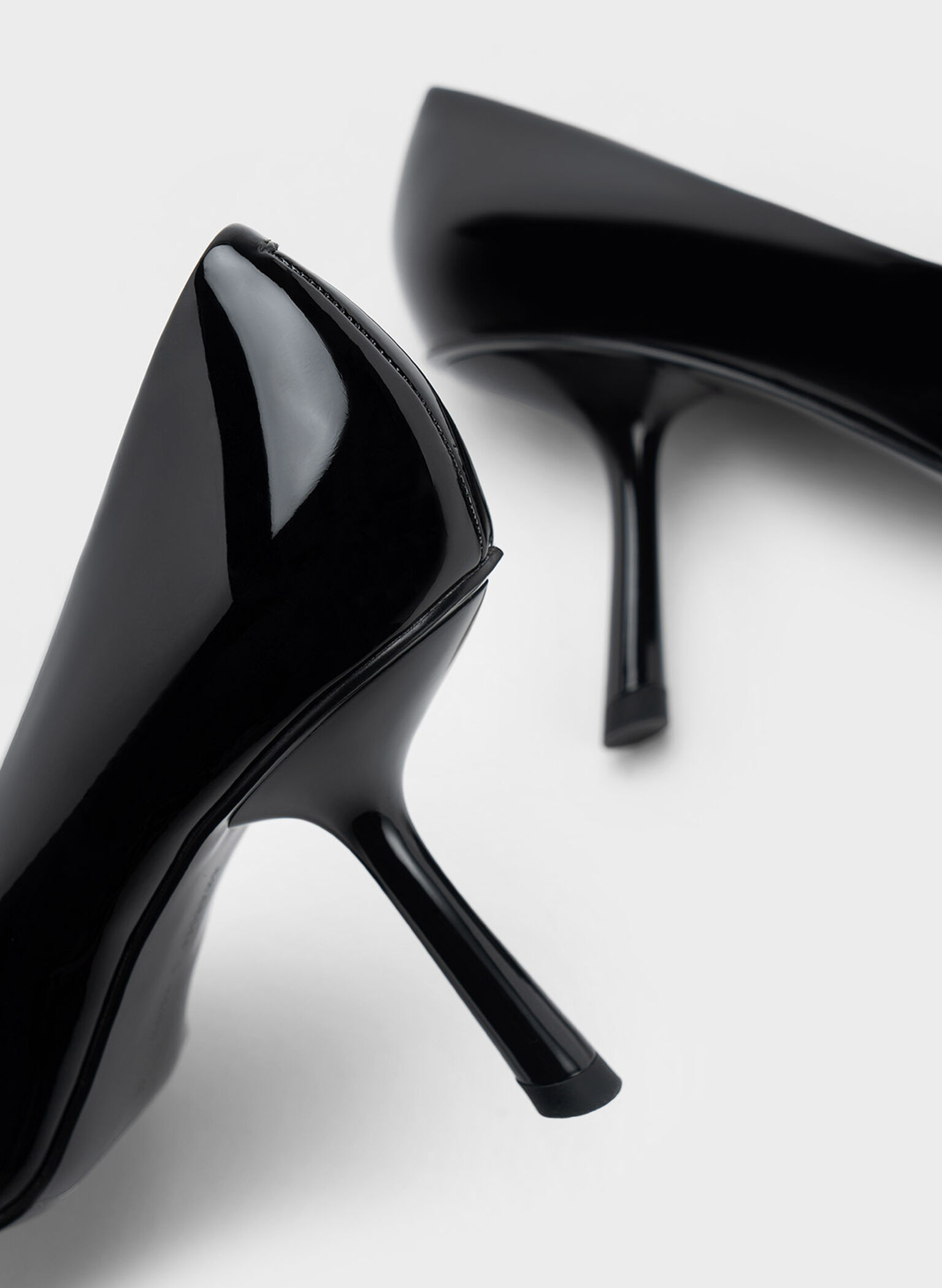 Patent Slant-Heel Pointed-Toe Pumps, Black Patent, hi-res