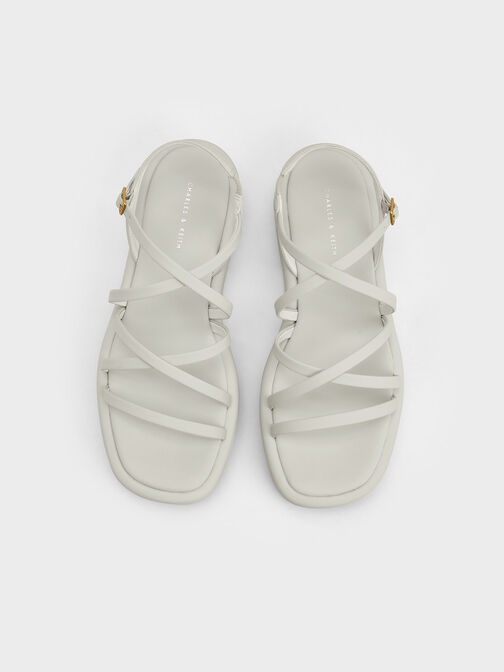 Strappy Padded Flatforms, White, hi-res