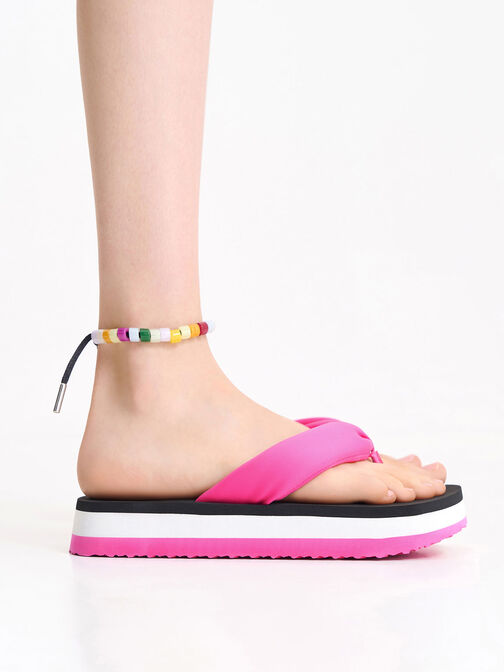 Tana Puffy Thong Sandals, Fuchsia, hi-res