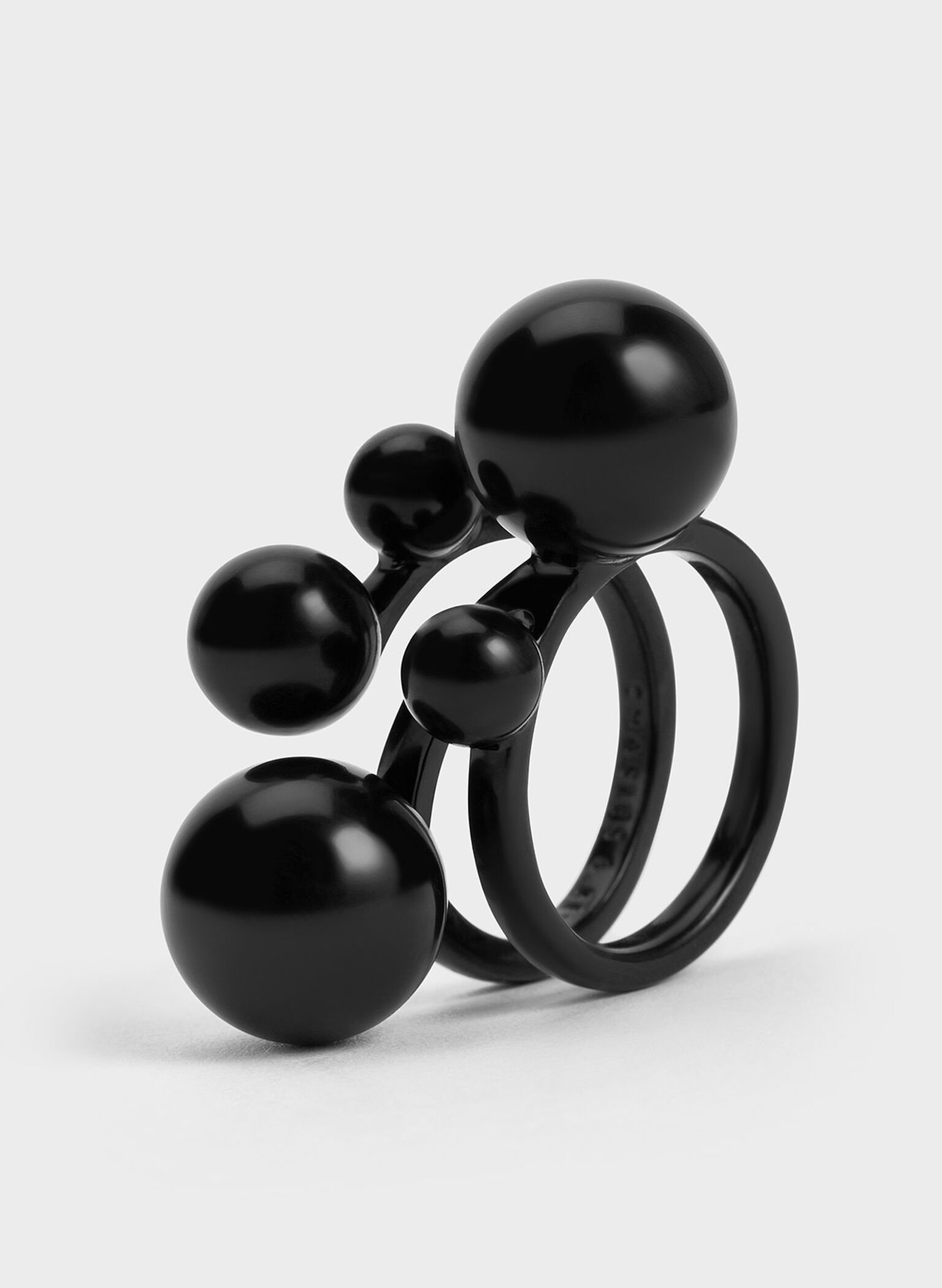 Anel Escultórico Esfera Metálica, Black, hi-res