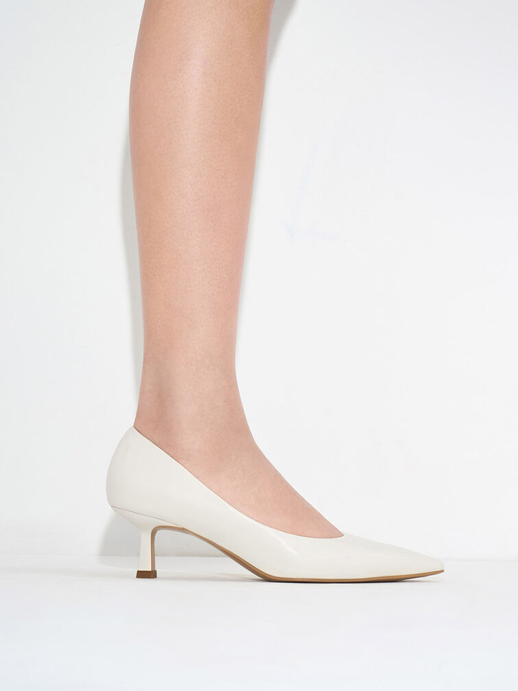 Tacones bajos Emmy de punta estrecha, Blanco tiza, hi-res