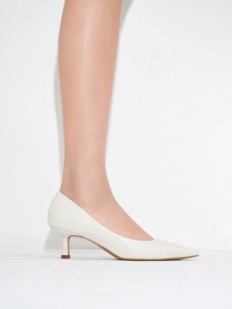 Emmy Pointed Kitten Heel Pumps, Chalk, hi-res