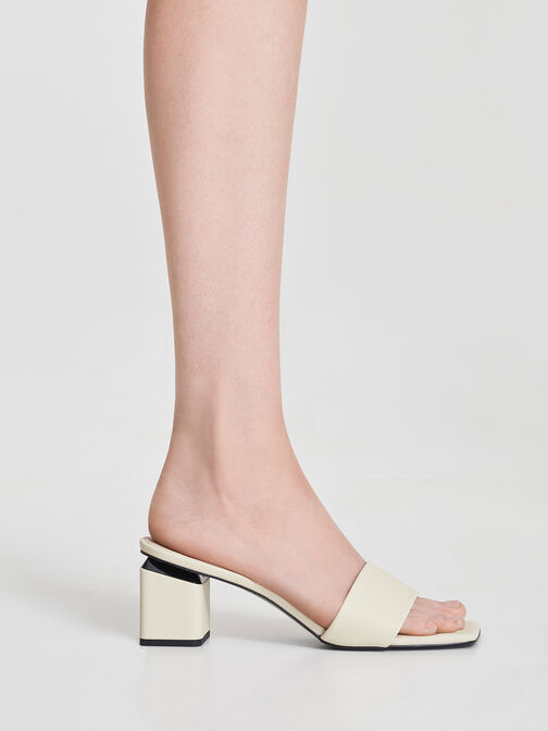 Square Block Heel Mules, Chalk, hi-res