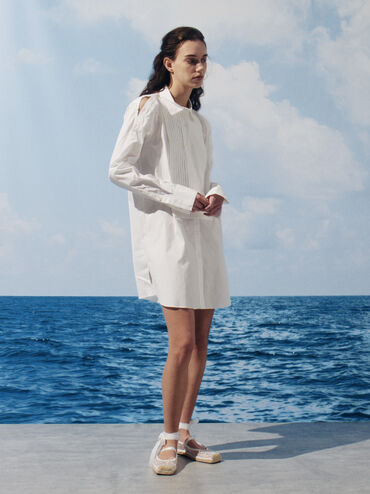 Alpargatas Bernadine de malla con bordado floral y lazo, Blanco, hi-res