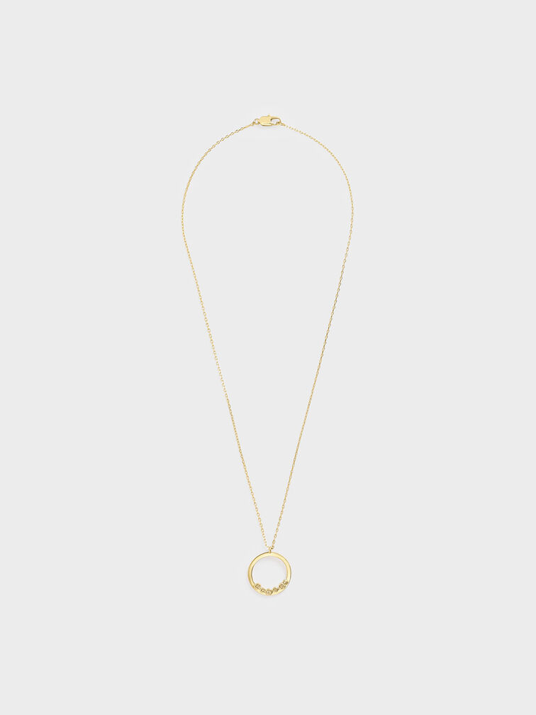 Swarovski® Crystal Studded Pendant Necklace, Gold, hi-res
