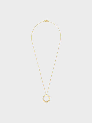 Swarovski® Crystal Studded Pendant Necklace, Gold, hi-res