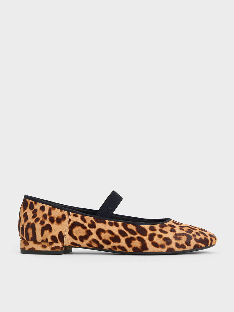 Sapatilhas Mary Jane texturizadas com estampa de leopardo, Multi, hi-res