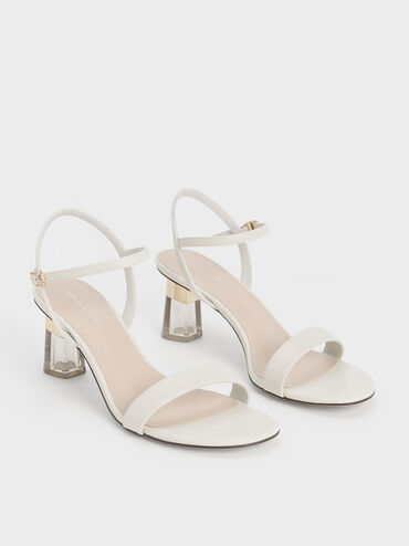 Clear Trapeze Heel Sandals, Chalk, hi-res