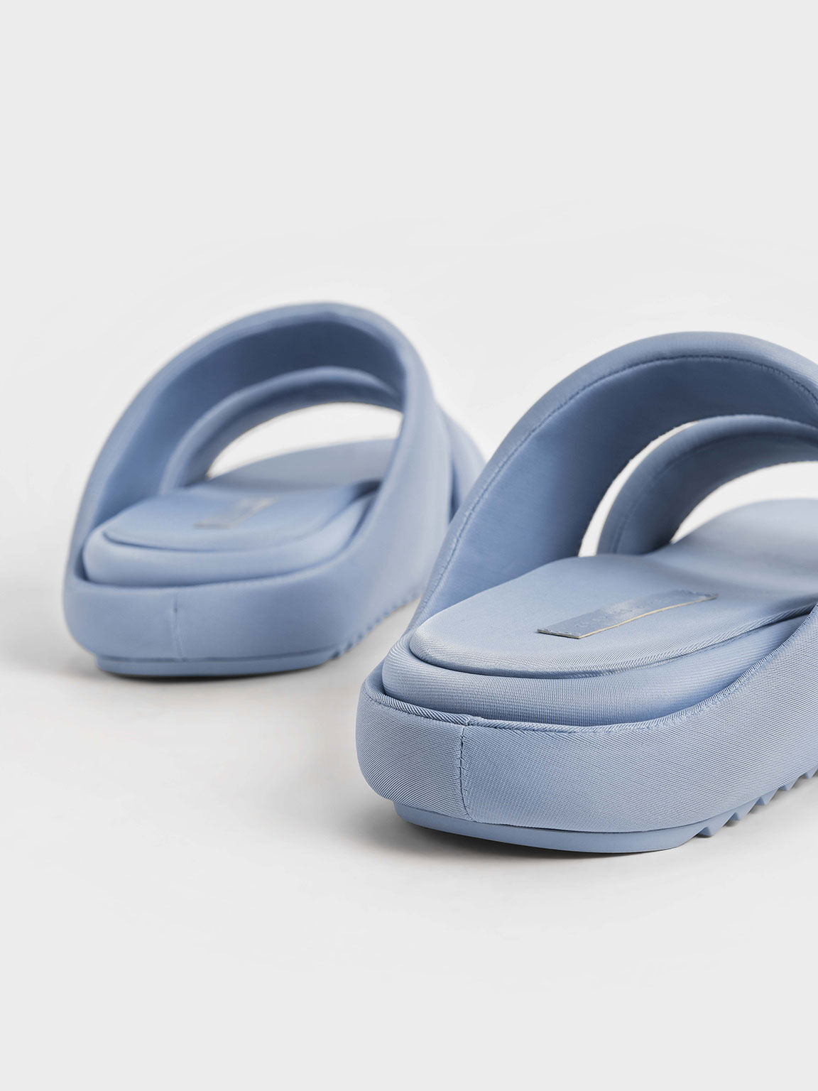 Recycled Polyester Padded Slide Sandals, Light Blue, hi-res