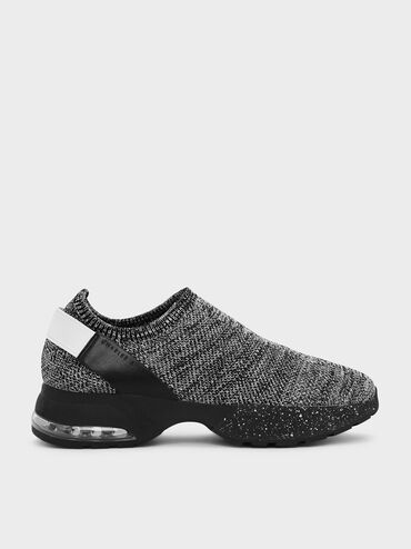 Knitted Sock Sneakers, Grey, hi-res