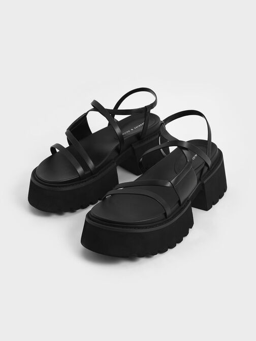 Nadine Strappy Platform Sandals, Black, hi-res