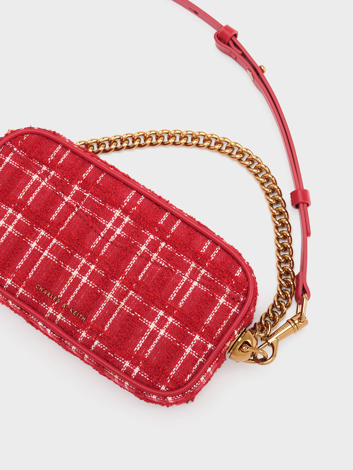 Cayce Tweed Boxy Crossbody Bag Red