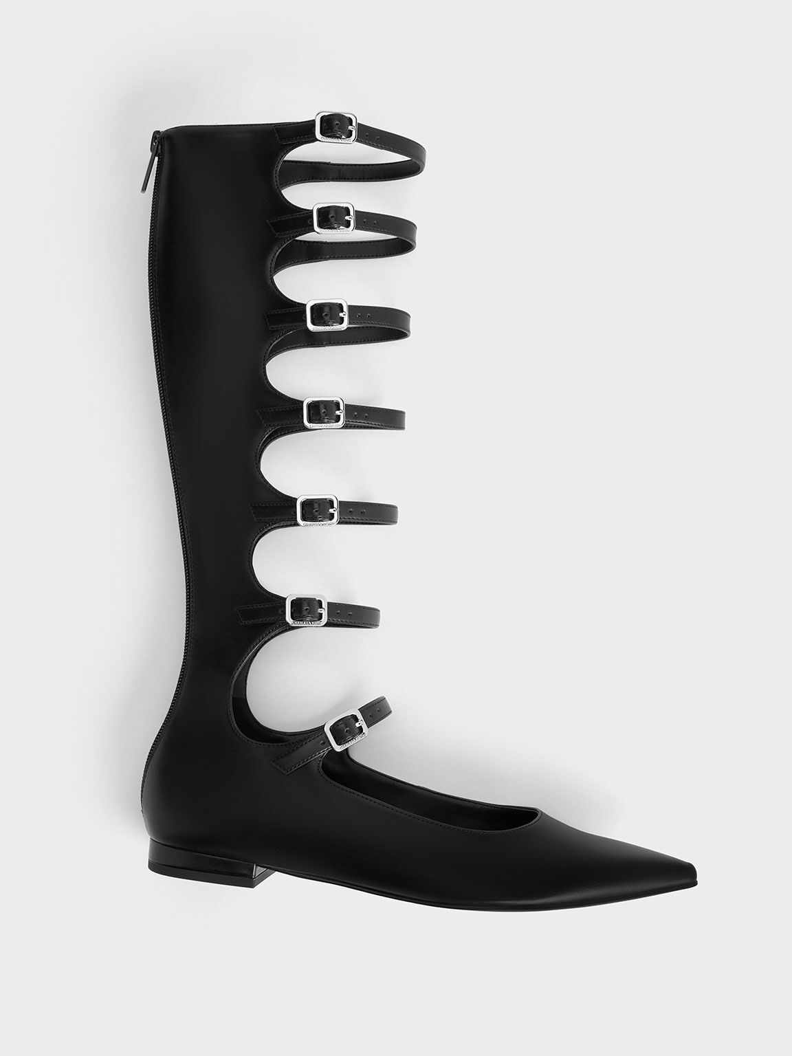 Flat black pointed boots top