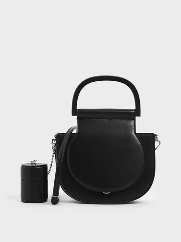 Mini Top Handle Saddle Bag, Black, hi-res