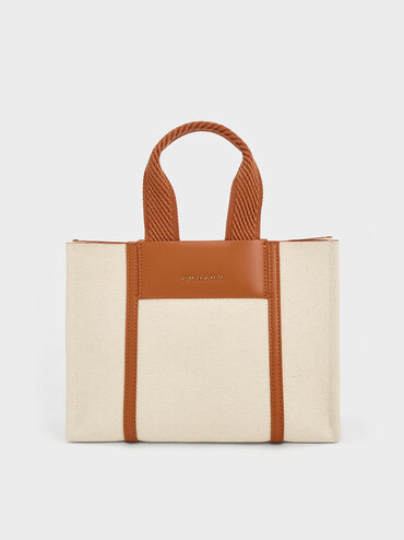 Mini Shalia Canvas Tote Bag, Cognac, hi-res