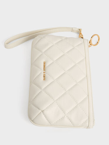 Bolsa acolchada Cressida con correa para la muñeca, Blanco, hi-res