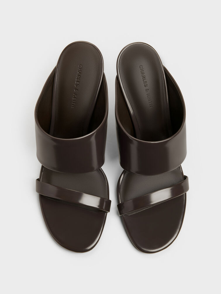Double-Strap Wedge Mules, Dark Brown, hi-res