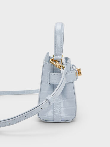 Bolsa com alça superior Aubrielle Croc-Effect, Sea Salt Blue, hi-res