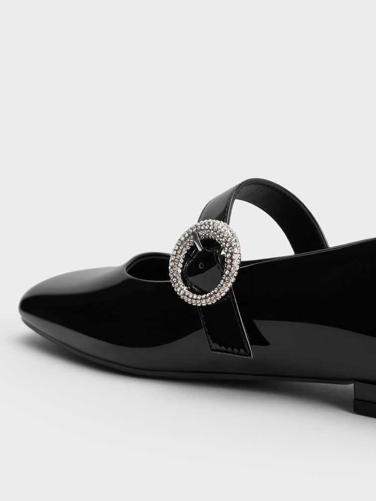 圓鑽釦瑪莉珍鞋, 漆面黑, hi-res