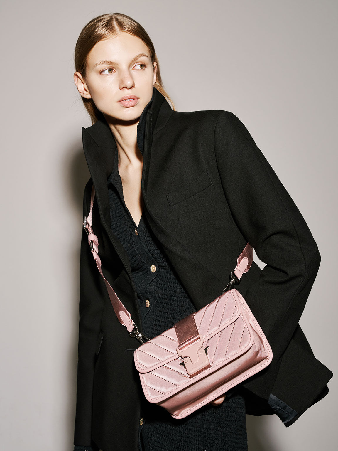 Sonia Recycled Nylon Padded Bag, Pink, hi-res