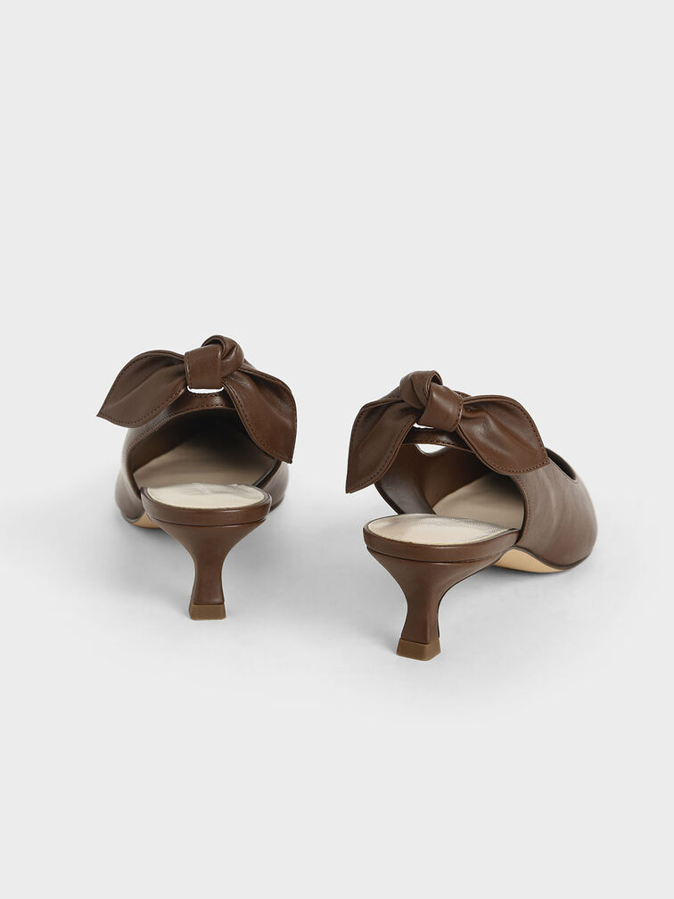 Bow Slingback Pumps, Brown, hi-res