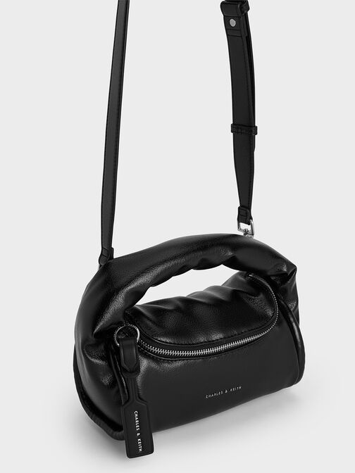 Yama Padded Cylindrical Bag, Noir, hi-res